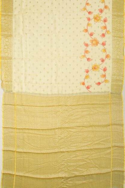 Kota Soft Silk Floral Printed And Butta Pastel Yellow Saree