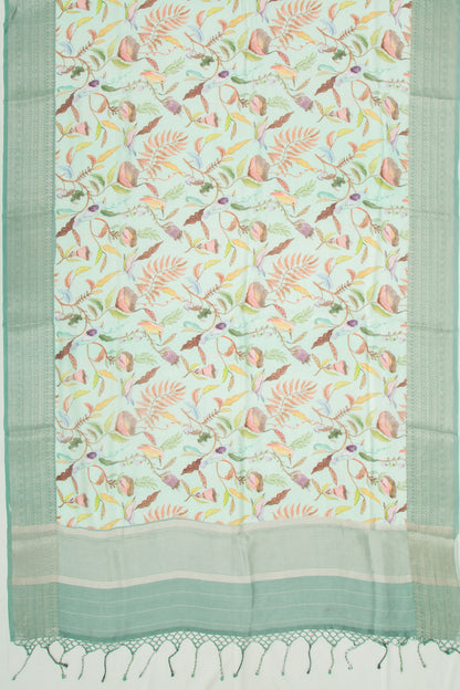 Chanderi Soft Silk Floral Printed Pastel Green Saree