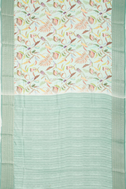 Chanderi Soft Silk Floral Printed Pastel Green Saree