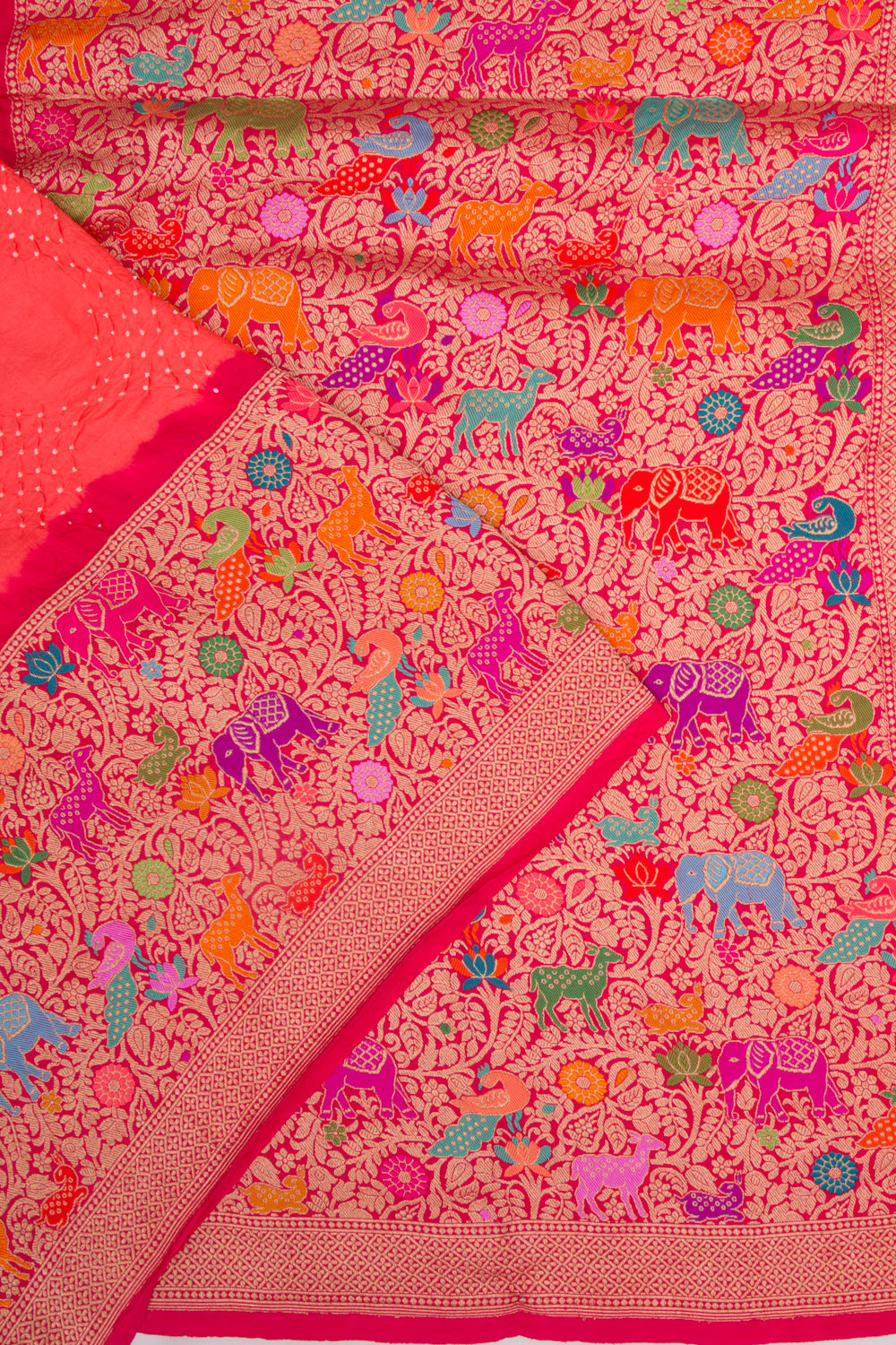 Banarasi Silk Bandhani Orange Saree