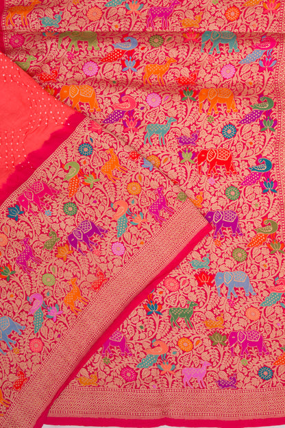 Banarasi Silk Bandhani Orange Saree