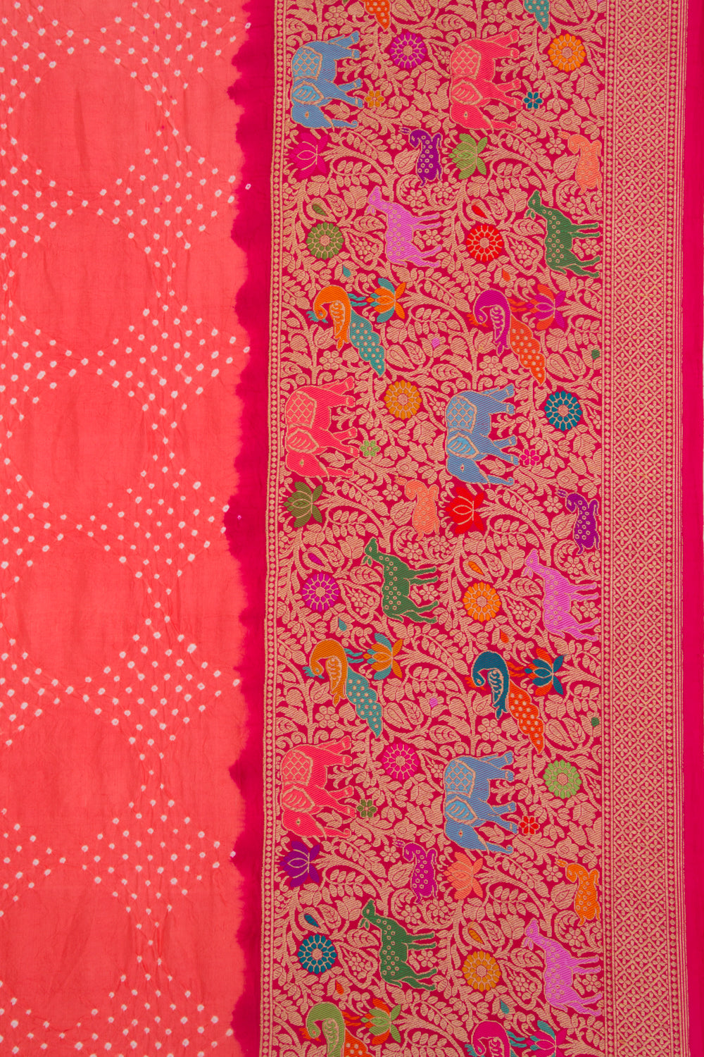 Banarasi Silk Bandhani Orange Saree