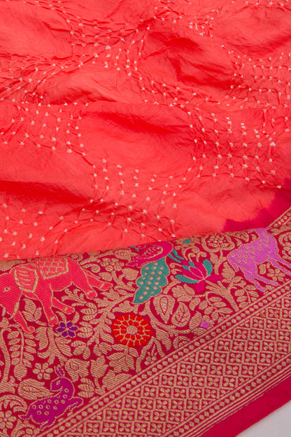 Banarasi Silk Bandhani Orange Saree