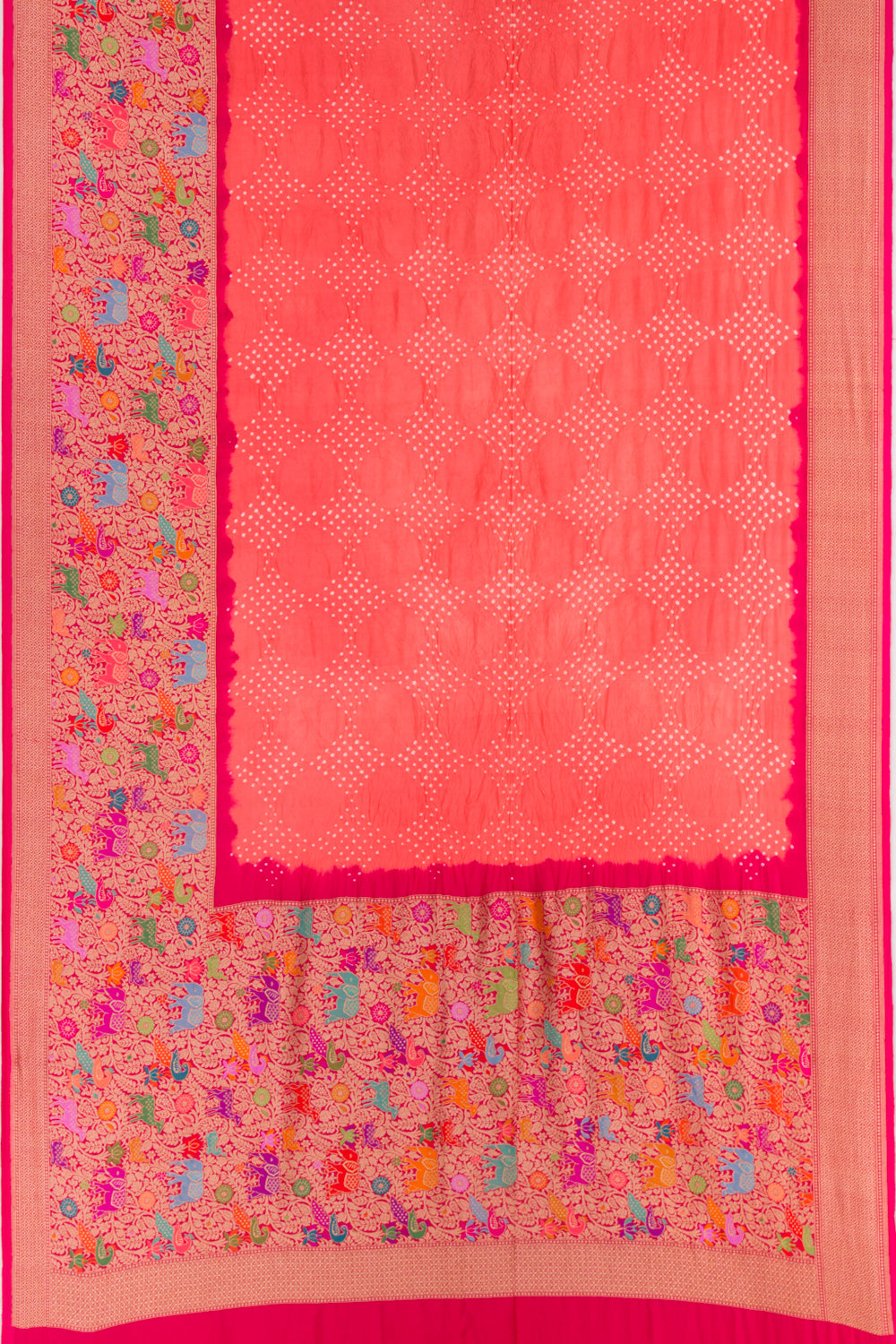 Banarasi Silk Bandhani Orange Saree