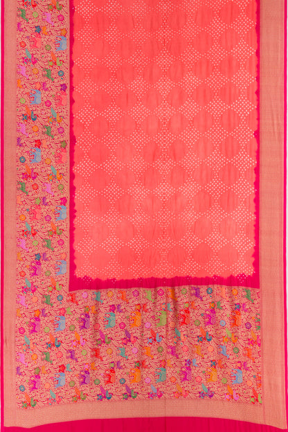 Banarasi Silk Bandhani Orange Saree