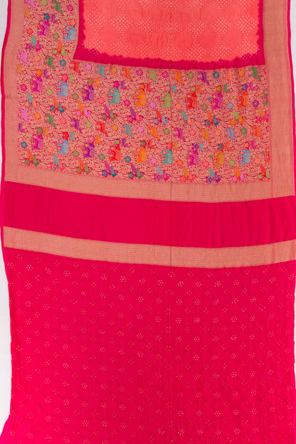 Banarasi Silk Bandhani Orange Saree