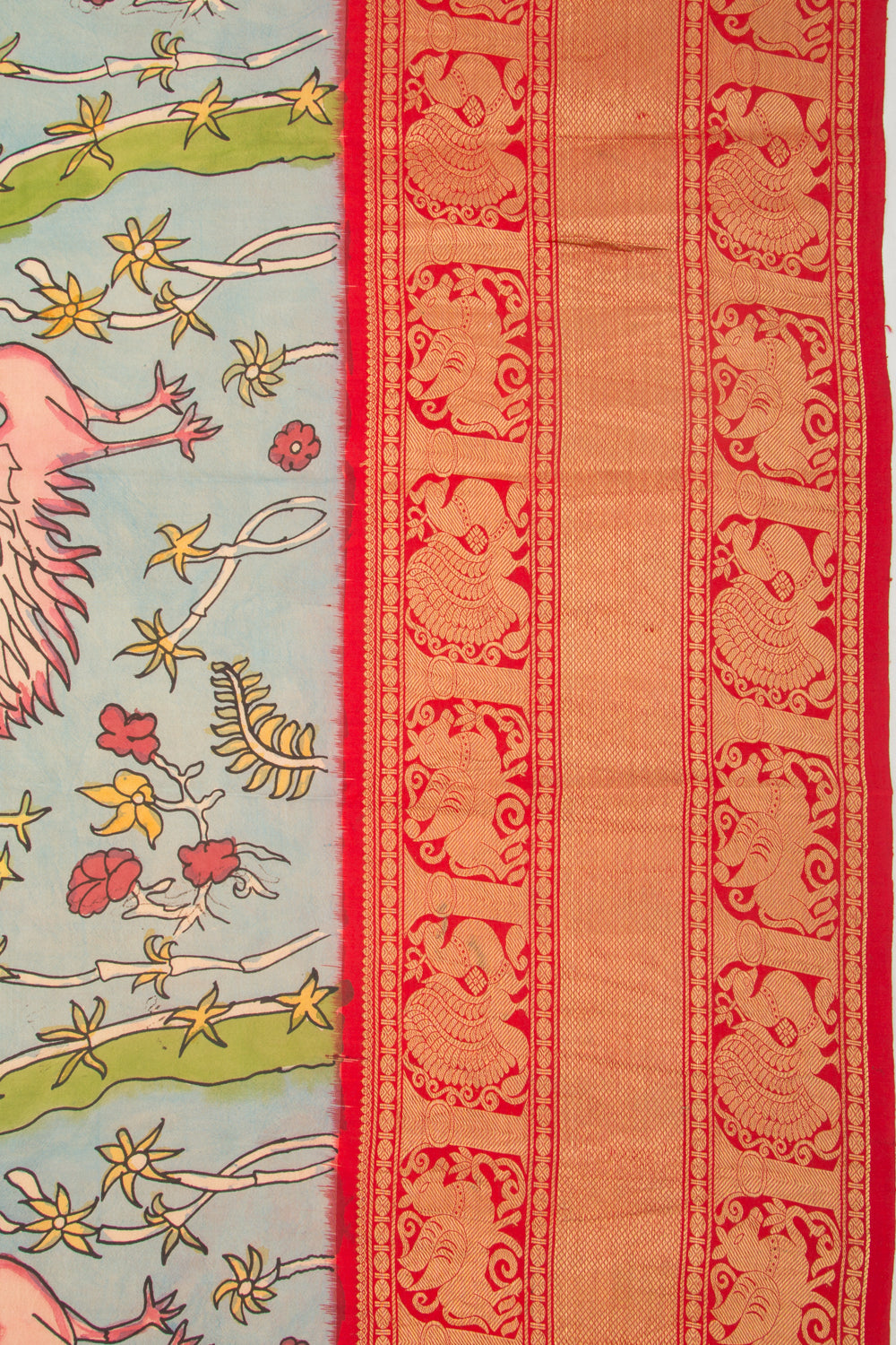 Kanchipuram Silk Kalamkari Green Saree