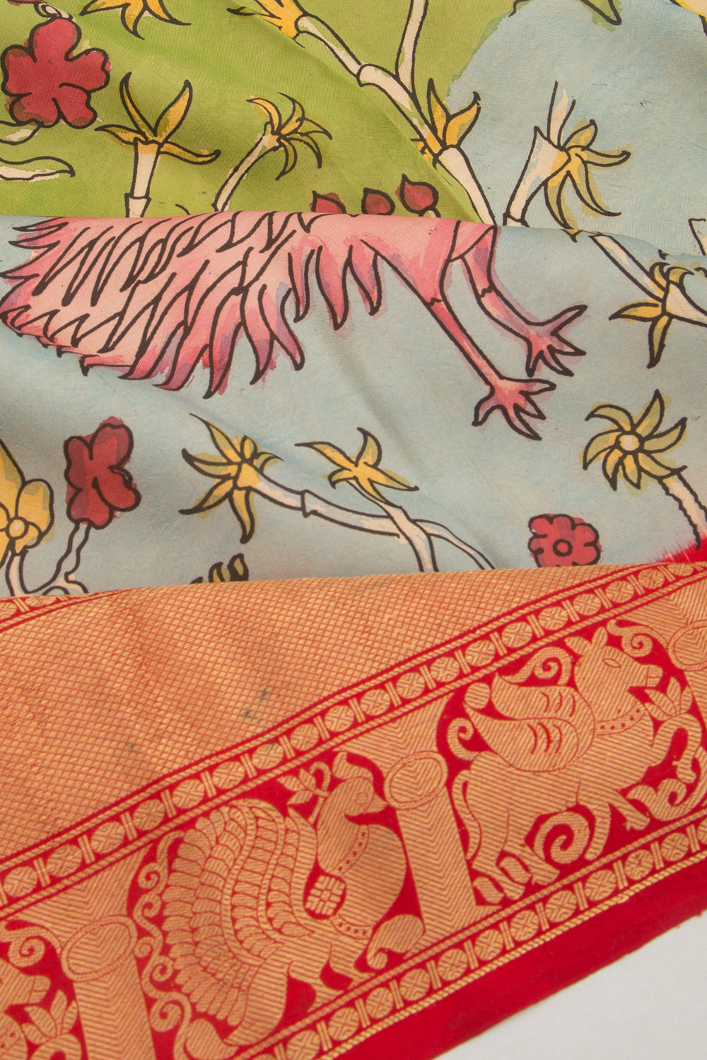 Kanchipuram Silk Kalamkari Green Saree
