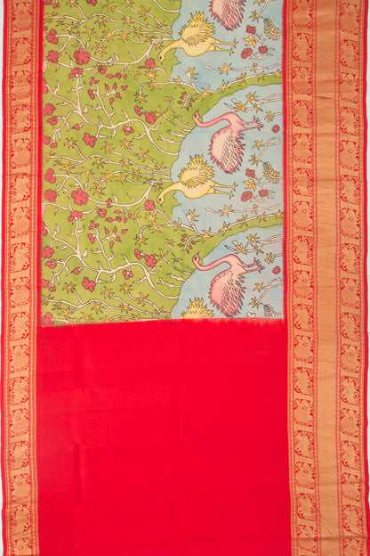 Kanchipuram Silk Kalamkari Green Saree