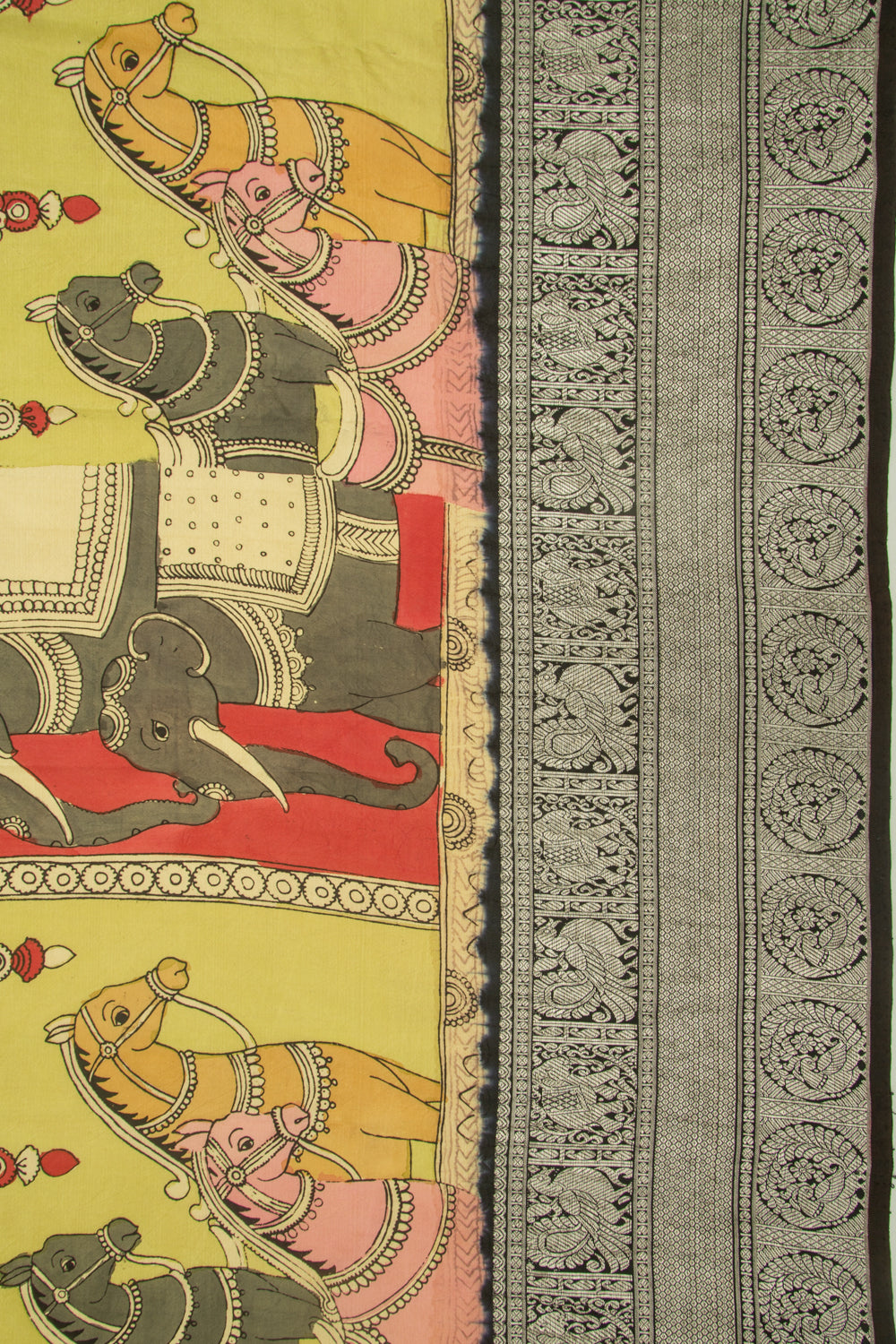 Kanchipuram Silk Kalamkari Multicolour Saree
