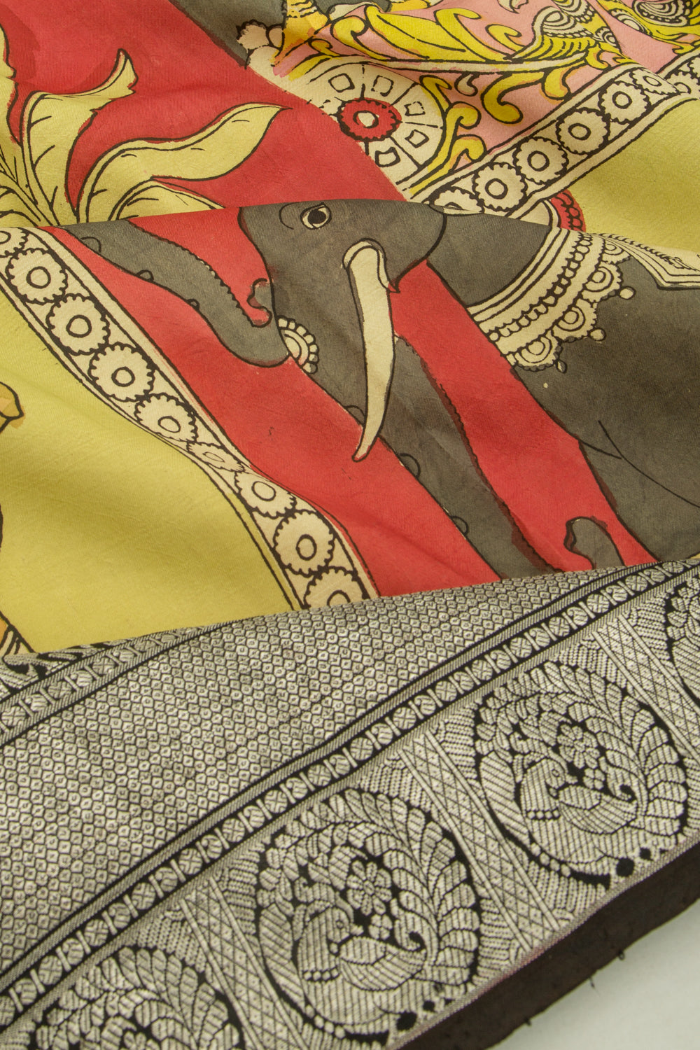 Kanchipuram Silk Kalamkari Multicolour Saree