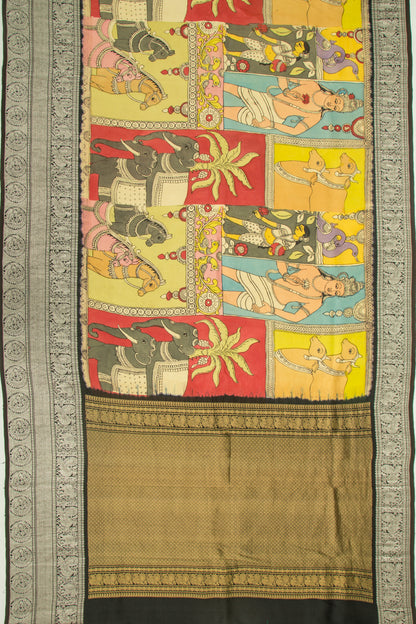 Kanchipuram Silk Kalamkari Multicolour Saree