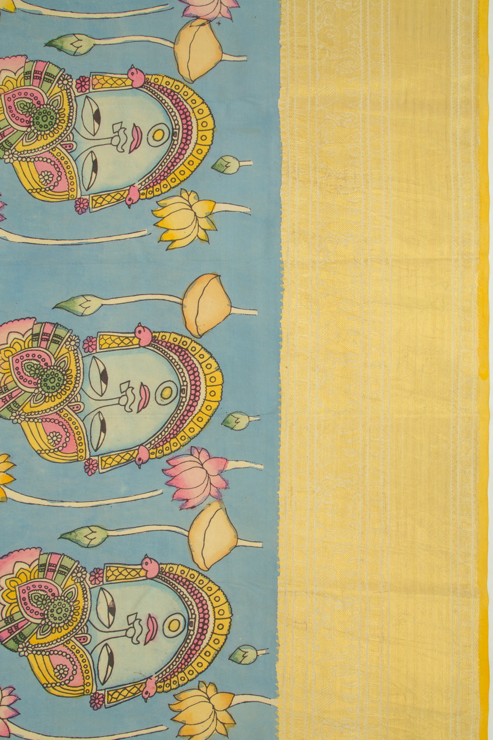 Kanchipuram Silk Kalamkari Sky Blue Saree