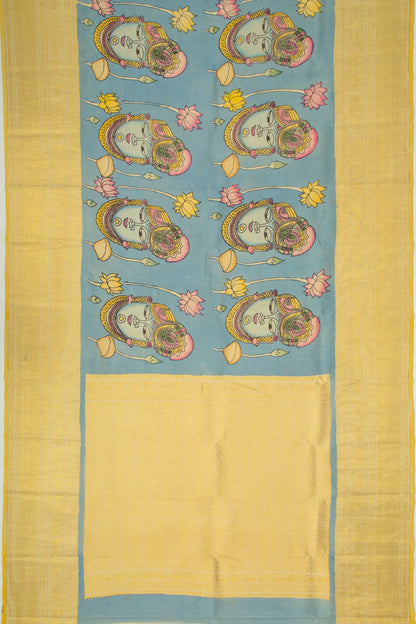 Kanchipuram Silk Kalamkari Sky Blue Saree