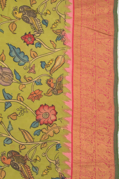 Kanchipuram Silk Kalamkari Green Saree