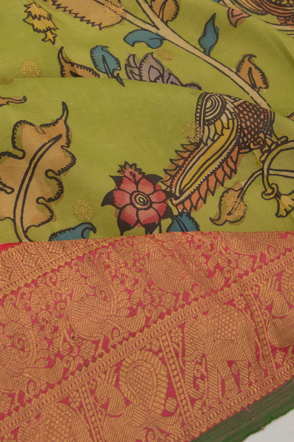 Kanchipuram Silk Kalamkari Green Saree