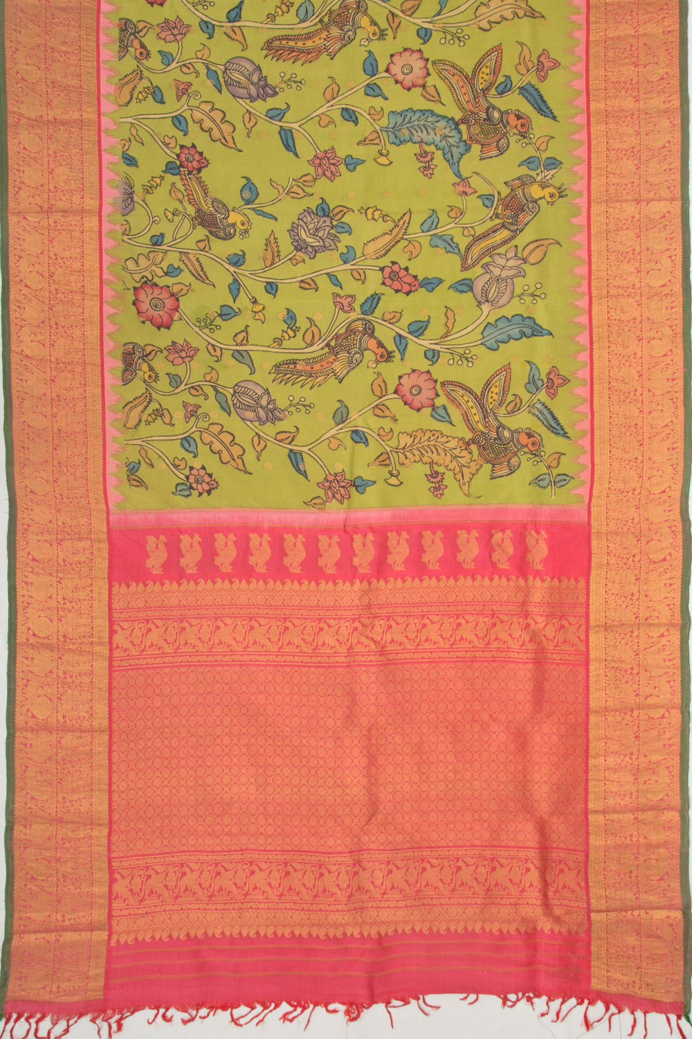 Kanchipuram Silk Kalamkari Green Saree
