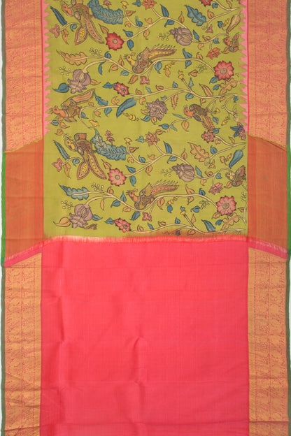 Kanchipuram Silk Kalamkari Green Saree