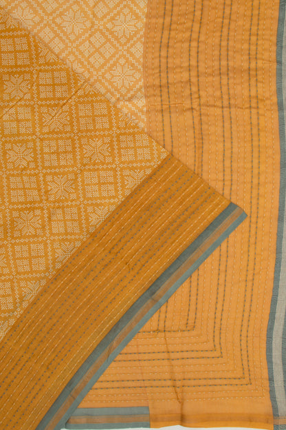 Chanderi Silk Printed Mustard Yellow Saree