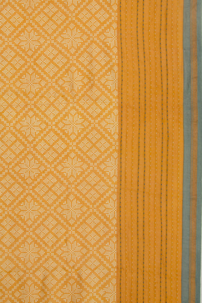 Chanderi Silk Printed Mustard Yellow Saree