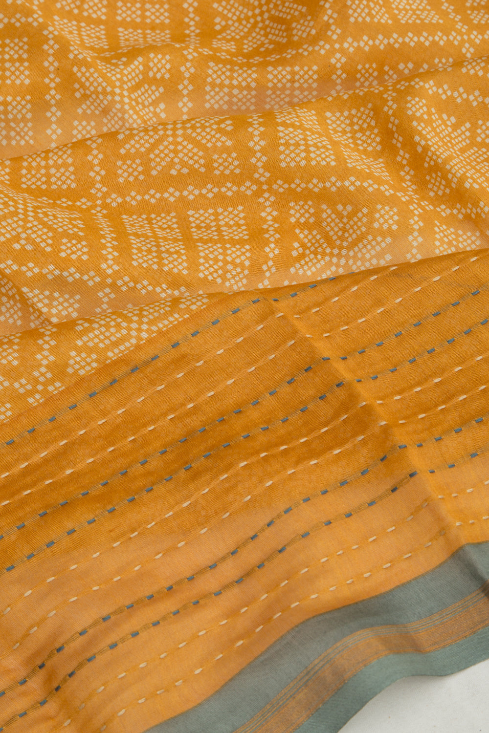 Chanderi Silk Printed Mustard Yellow Saree