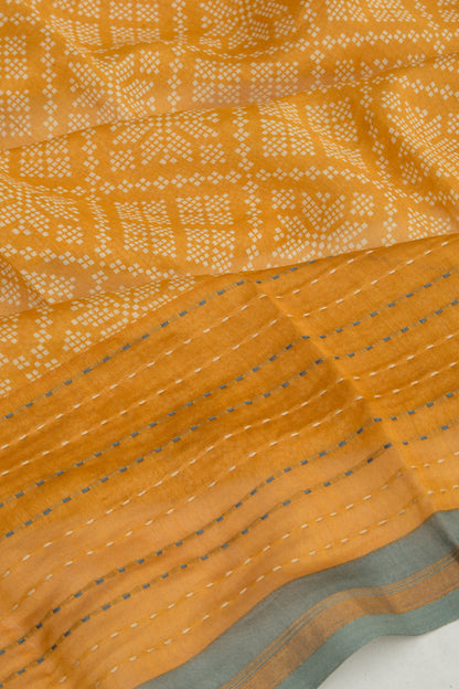 Chanderi Silk Printed Mustard Yellow Saree