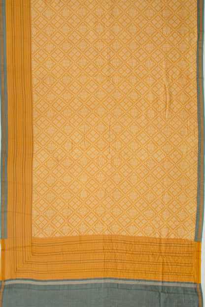 Chanderi Silk Printed Mustard Yellow Saree