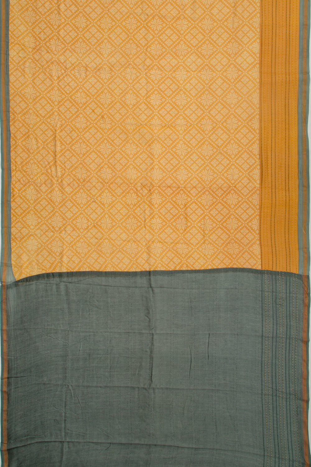 Chanderi Silk Printed Mustard Yellow Saree