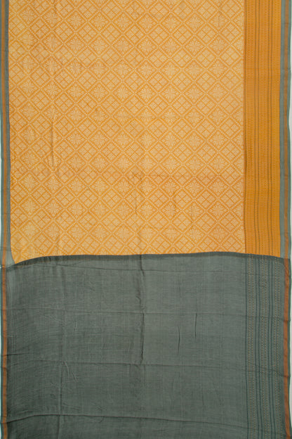 Chanderi Silk Printed Mustard Yellow Saree