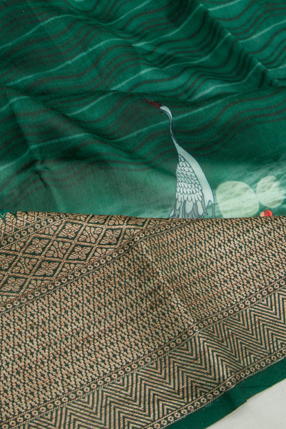 Chanderi Soft Silk Printed Jade Green Saree