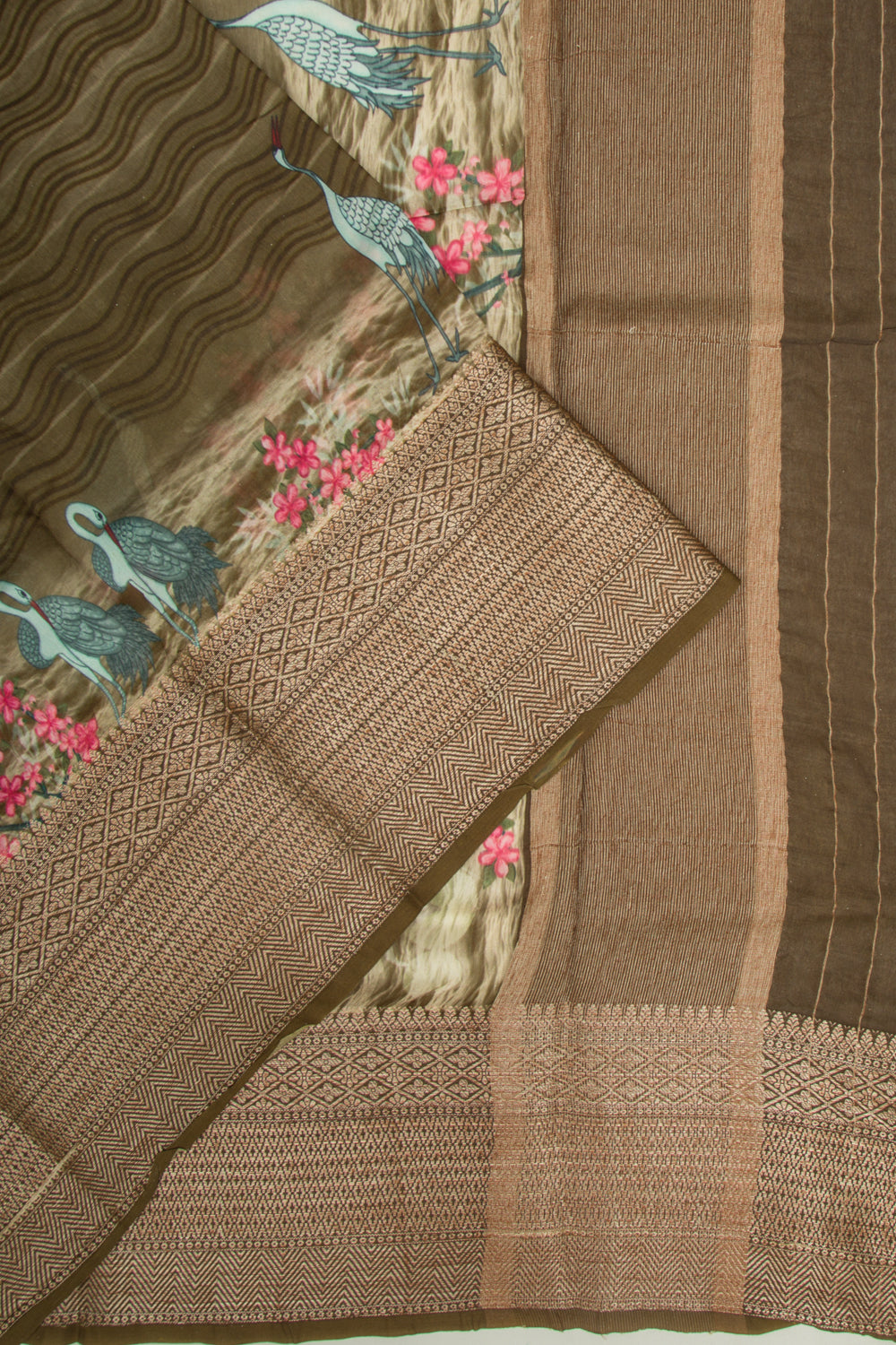 Chanderi Soft Silk Printed Green Saree