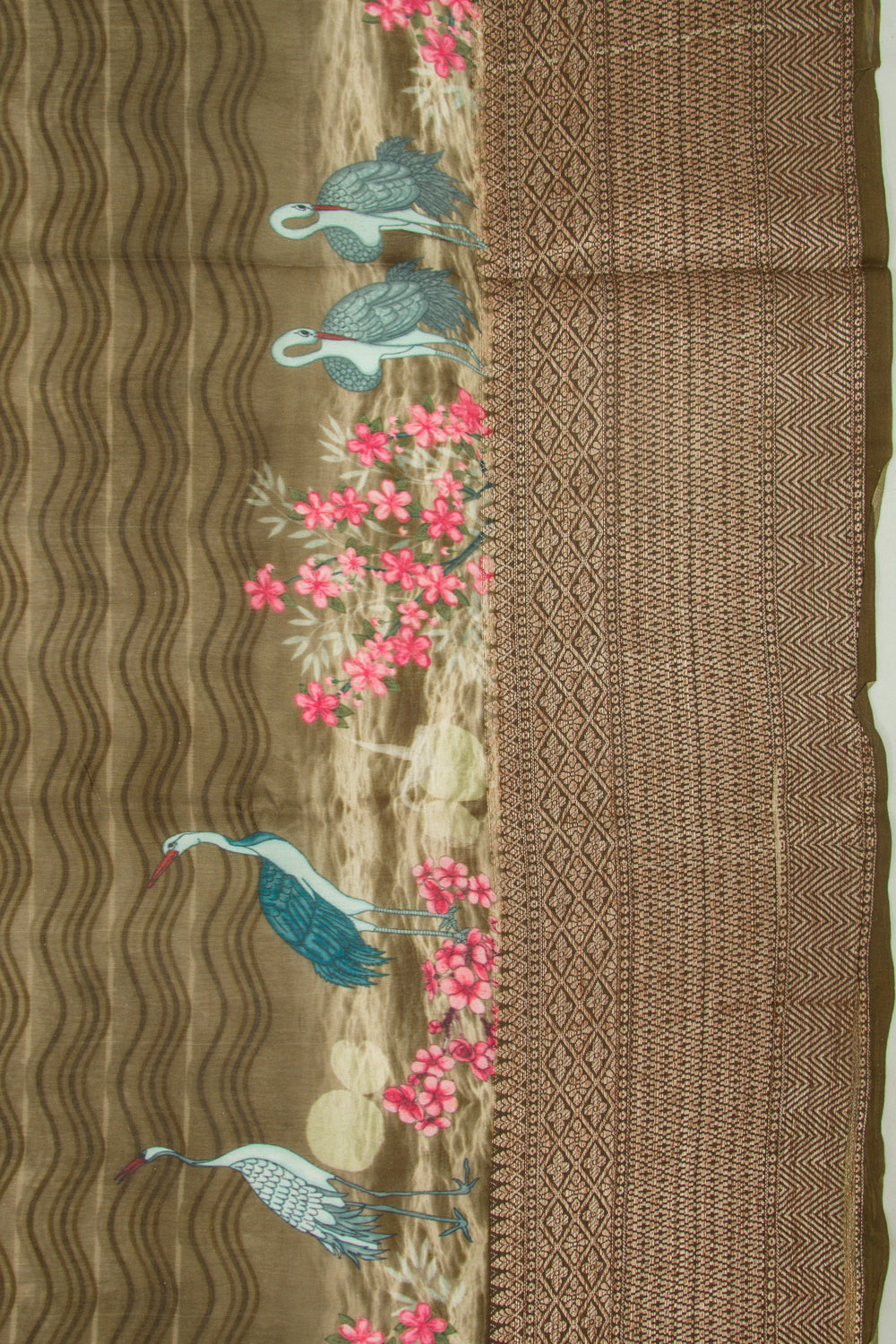Chanderi Soft Silk Printed Green Saree