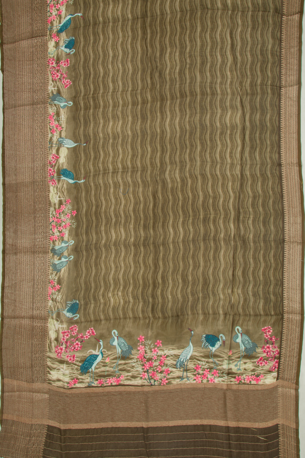 Chanderi Soft Silk Printed Green Saree
