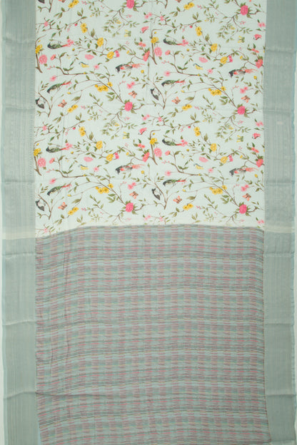 Chanderi Silk Floral Printed Pastel Blue Saree
