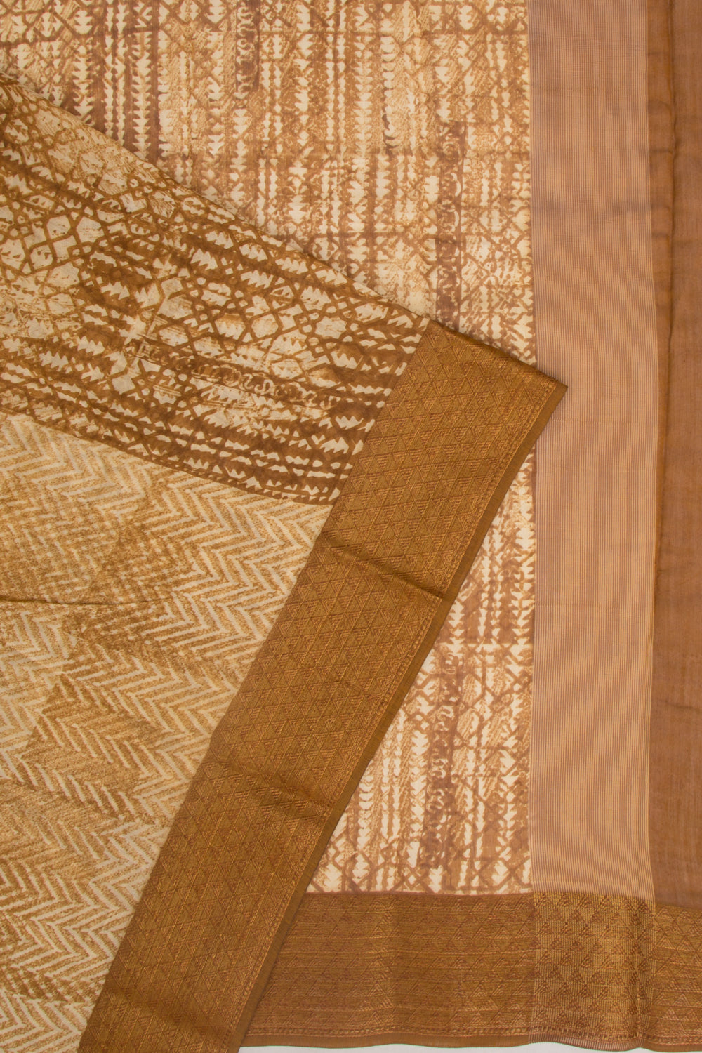 Chanderi Silk Printed Brown Saree