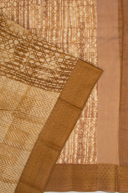Chanderi Silk Printed Brown Saree