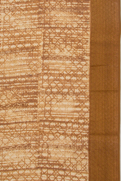 Chanderi Silk Printed Brown Saree