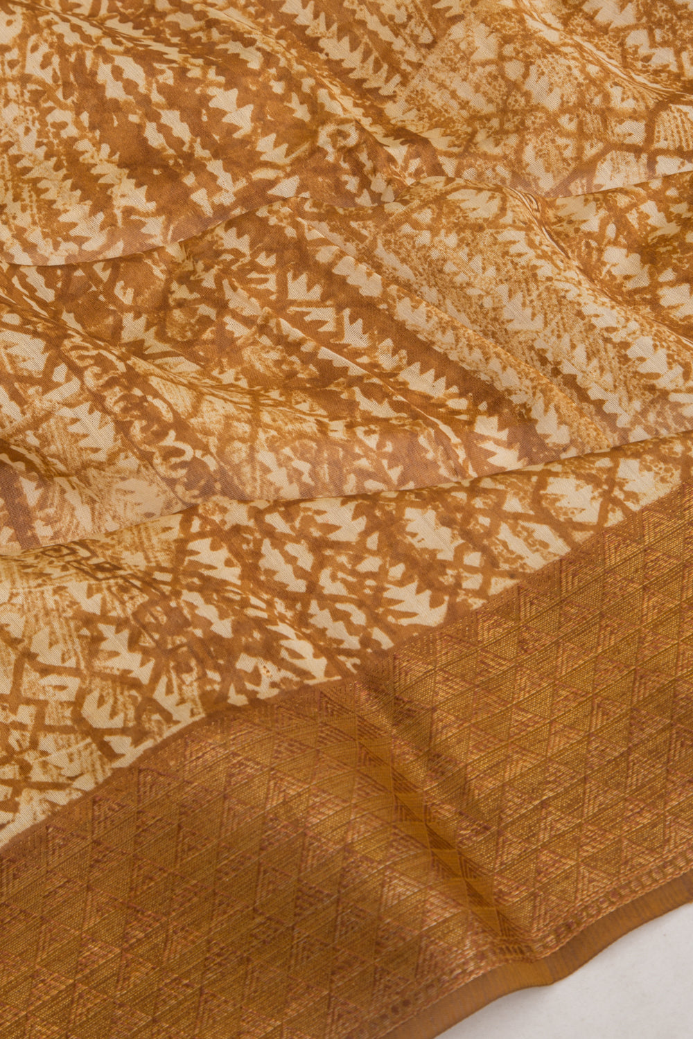 Chanderi Silk Printed Brown Saree