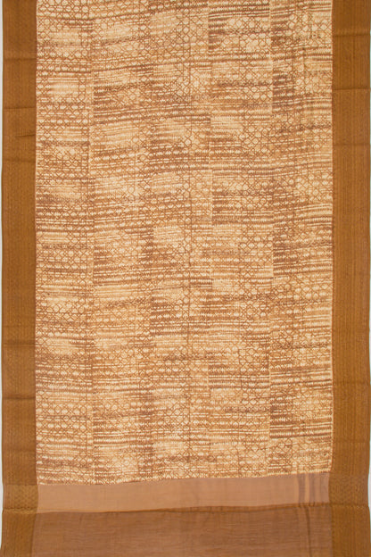 Chanderi Silk Printed Brown Saree