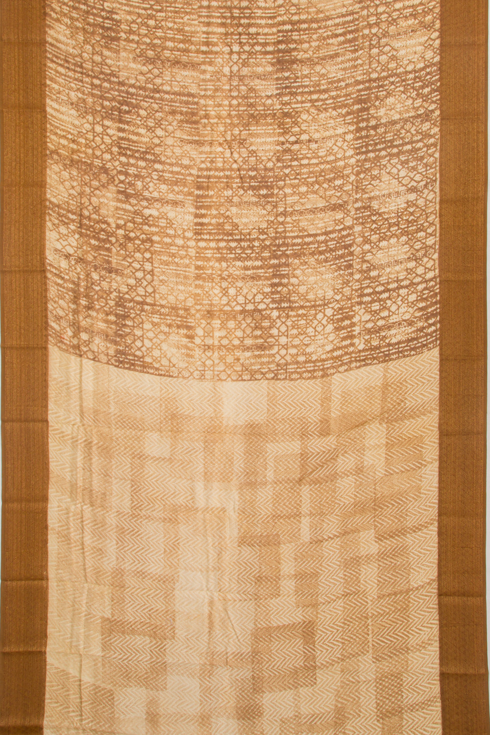 Chanderi Silk Printed Brown Saree