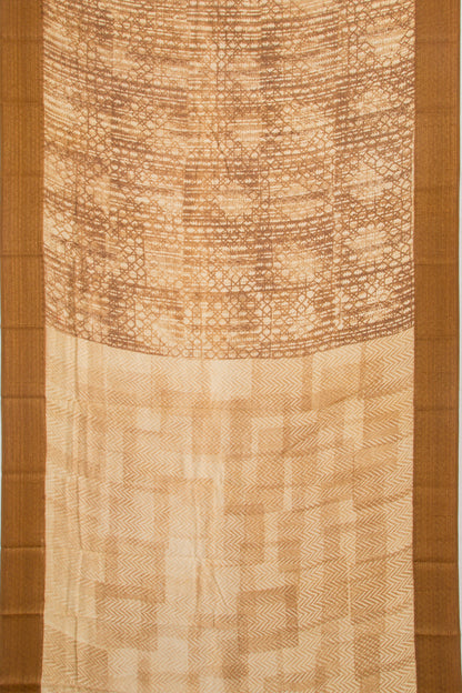 Chanderi Silk Printed Brown Saree