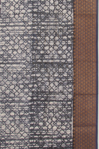 Chanderi Silk Printed Dark Blue Saree