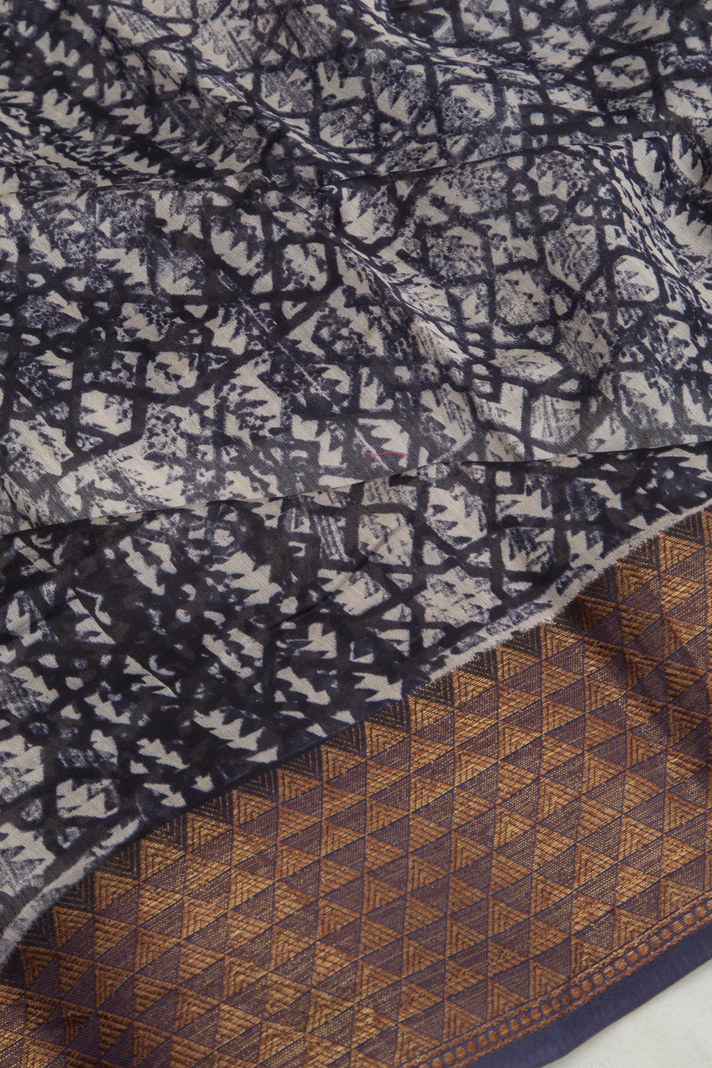 Chanderi Silk Printed Dark Blue Saree