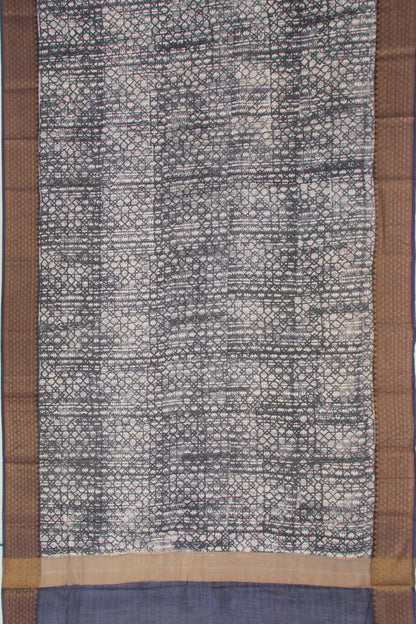 Chanderi Silk Printed Dark Blue Saree
