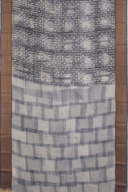 Chanderi Silk Printed Dark Blue Saree