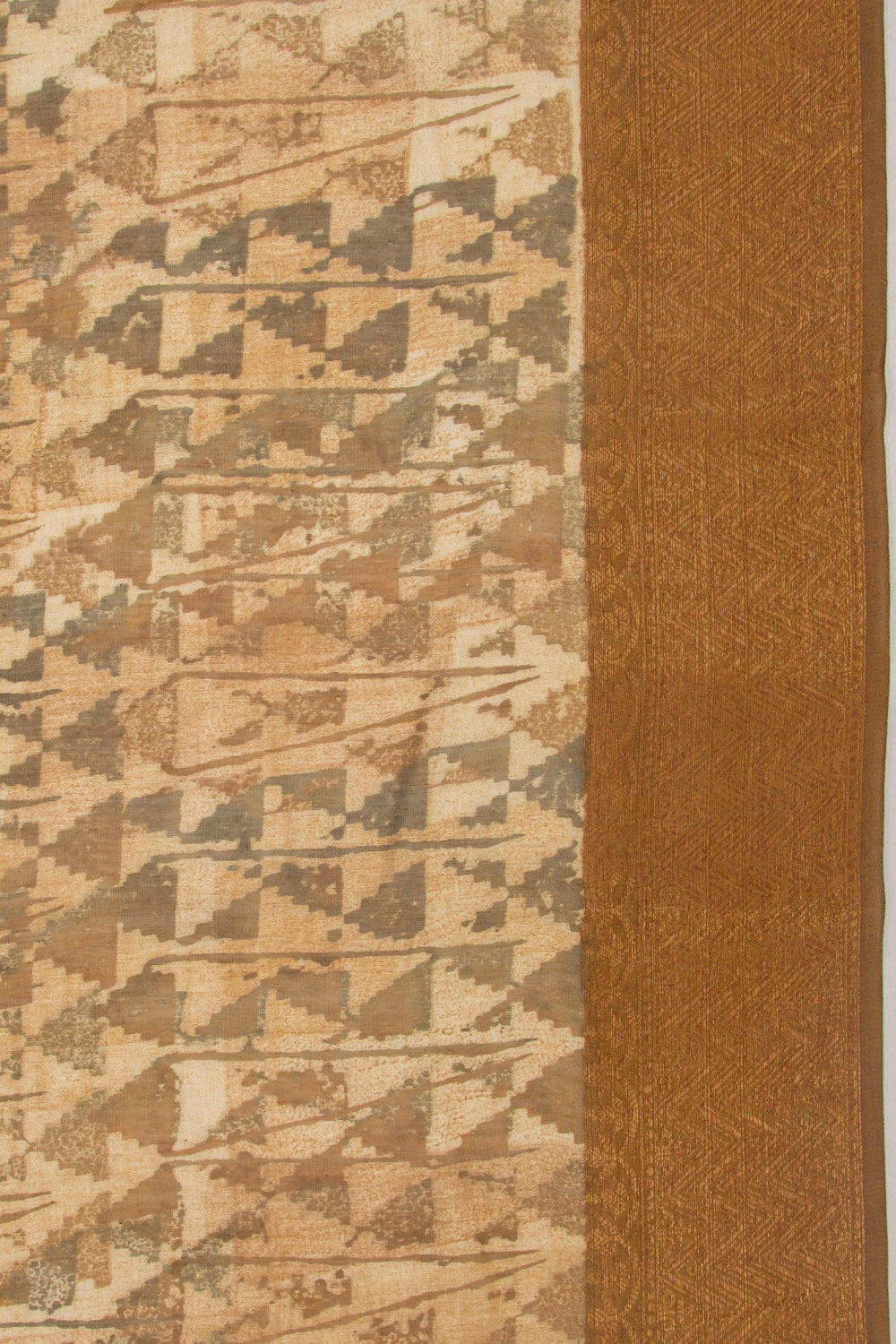 Chanderi Silk Printed Cream Saree
