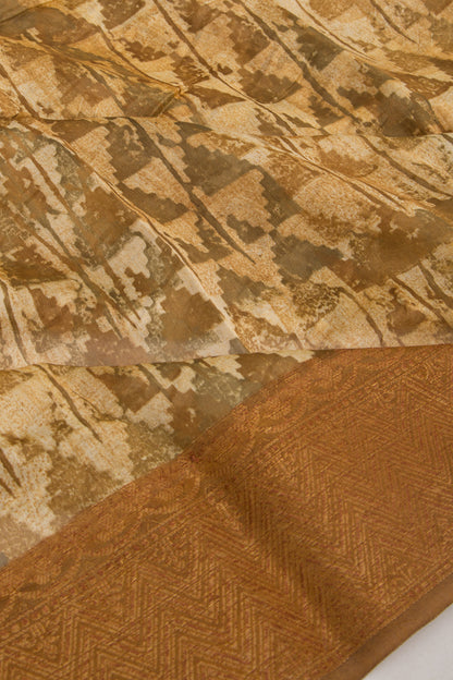 Chanderi Silk Printed Cream Saree