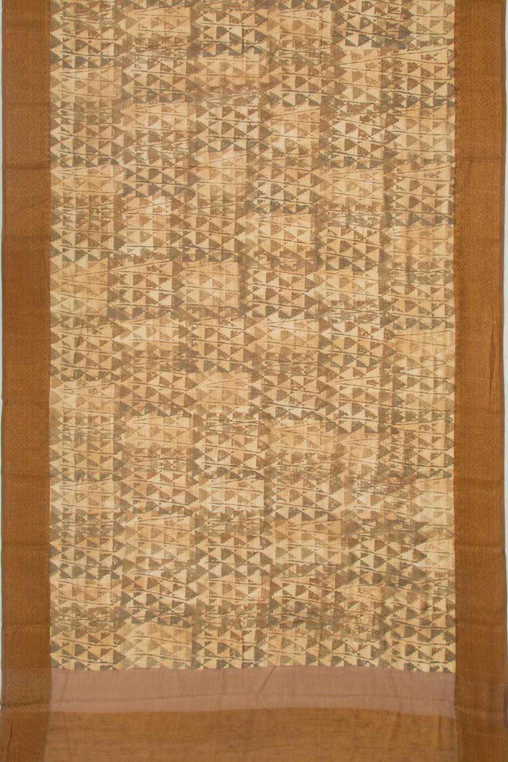 Chanderi Silk Printed Cream Saree
