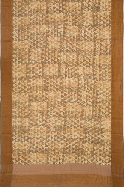 Chanderi Silk Printed Cream Saree