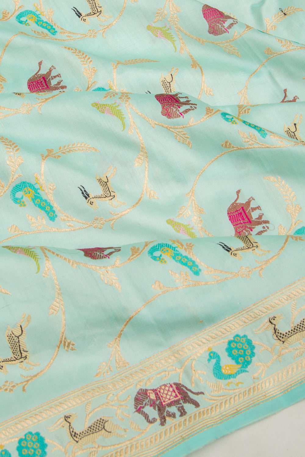 Banarasi Silk Kadwa Jaal Pastel Blue Saree